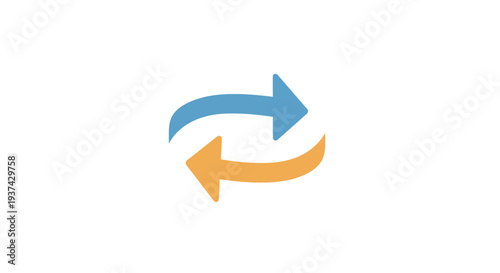 Blue and orange curved arrows.