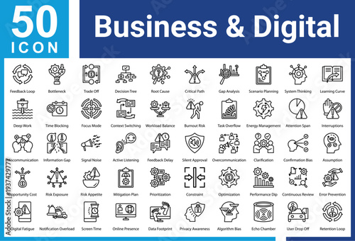 Business & Digital Micro icon set and collection