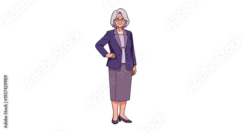 A confident senior businesswoman standing with her hand on her hip on transparent background