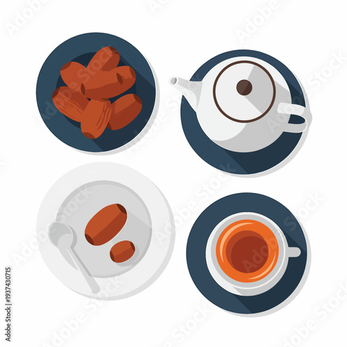 Assorted Tea and Cookies on Table.