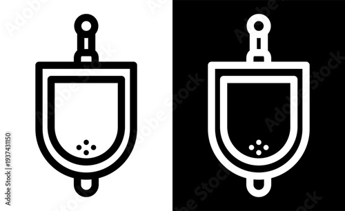 Urinal outline icon. Black and white restroom symbol for public toilet signage, hygiene, sanitation and bathroom navigation. Clean vector pictogram with editable stroke.