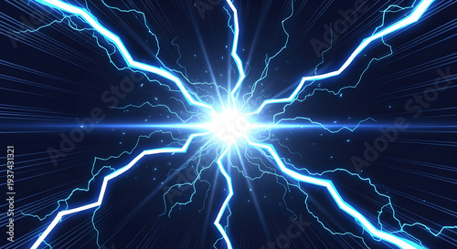 Electric Blue Lightning Bolt Abstract Energy Burst Background