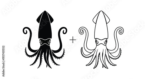 Whimsical squid fusion art design Vector