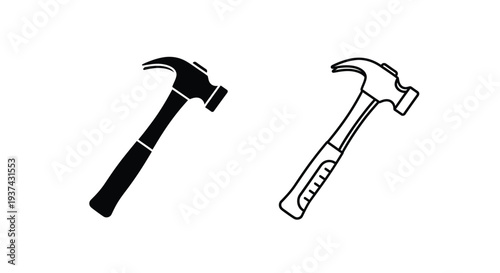 Black and white claw hammer icons Vector