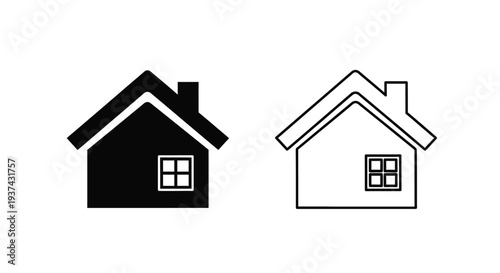 Minimalist house icons comparison Vector