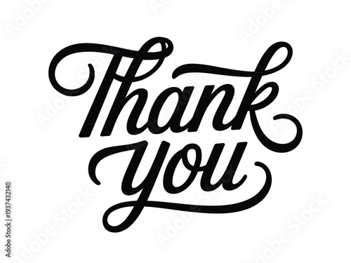 Elegant Thank You Calligraphy Message in Black on White Background