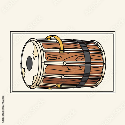 Illustration of a Traditional Wooden Drum.