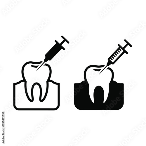 Dental injection icons for medical illustration and healthcare design
