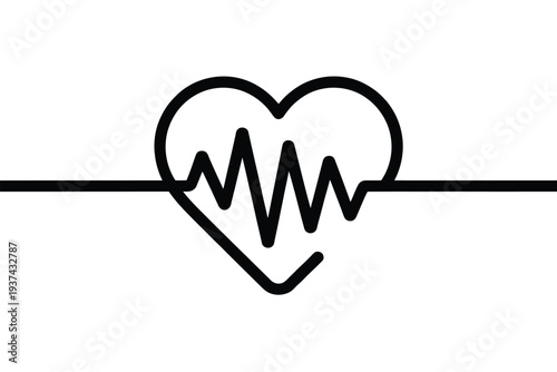 Heartbeat Line Icon with ECG Pulse on White Background
