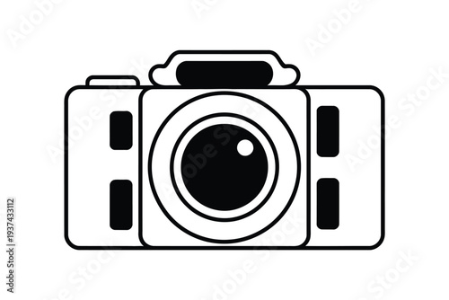 Simple Black and White Camera Icon Graphic Design