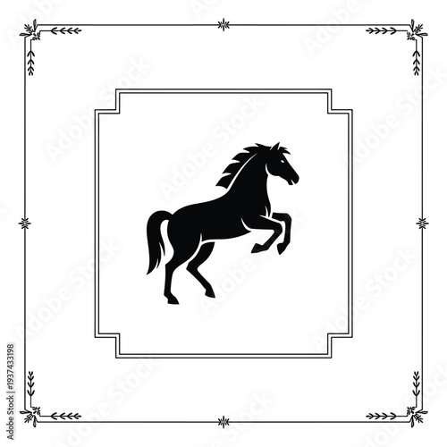 Black Horse Silhouette Illustration Design Element.