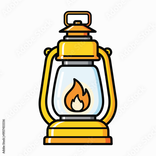 Yellow Lantern with Flame Illustration.