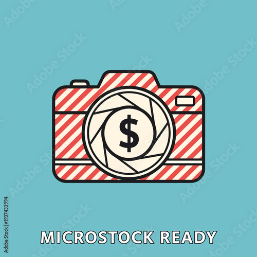 Camera Icon with Dollar Sign Symbol.