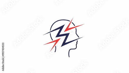 Head Profile with Lightning Bolt Symbol.