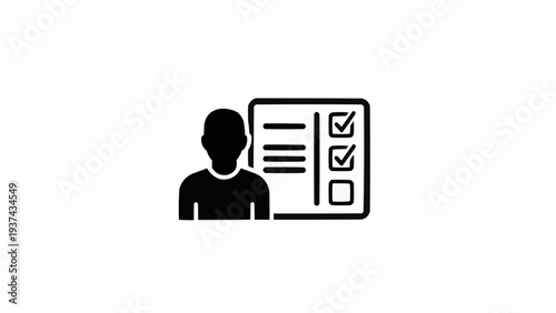 Person with Checklist Document Graphic Illustration.