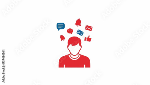 Man Receiving Social Media Notifications Online.