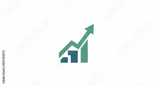 Green Arrow Graph Icon Showing Growth.