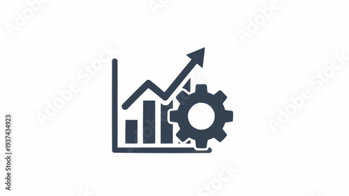 Gear and graph with arrow icon.
