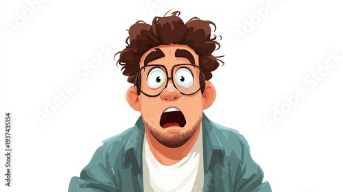 Wallpaper Mural Shocked man with messy brown hair and glasses Torontodigital.ca