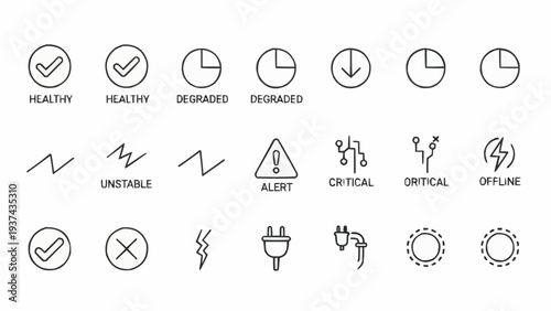 Collection of warning and status icons.