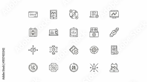 Black and white technology icons set.