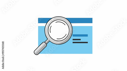 Magnifying Glass on Blue Document Closeup.
