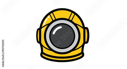 Yellow cartoon diving helmet, isolated on white background, illustration