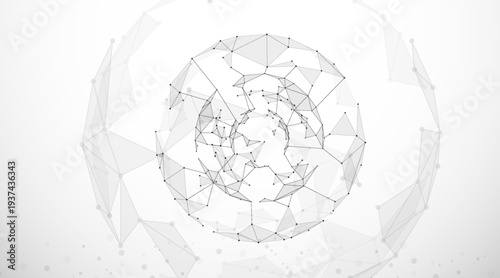 Technology style background image mixed with geometric shapes. Blue lines connect to form many triangles. Curved lines like water waves. Technology graphics. eps10.