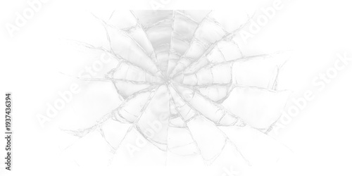 Canvas Print A shattered glass surface with cracks spreading out in all directions on a dark