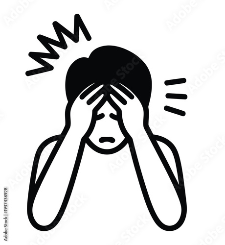 A person clutches their head in distress, representing a state of mental anguish and overwhelming emotion.