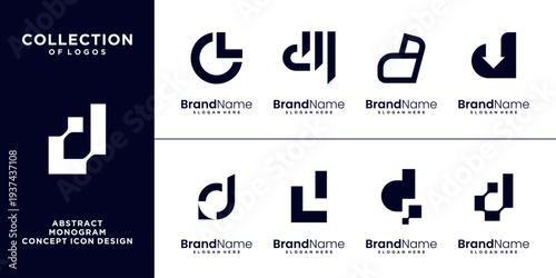 minimal abstract elegant letter D logo design collection.