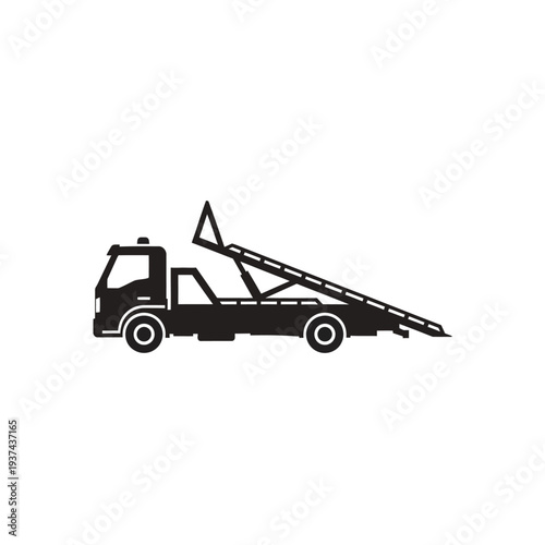 Flatbed Tow Truck Graphic Essential Vehicle for Vehicle Transport and Roadside Assistance Services