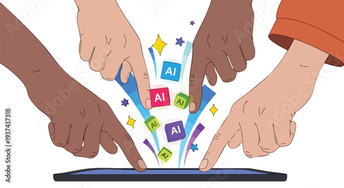 Diverse Creative Team Collaborating on Artificial Intelligence Integration and Future-Ready Digital Strategy