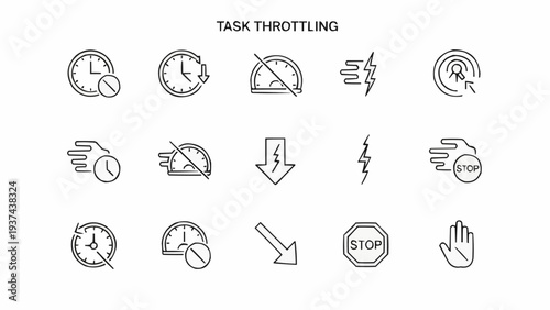 Task throttling icons and symbols.