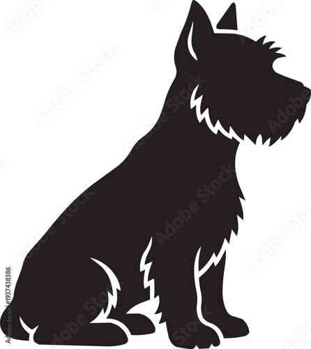 Scottish Terrier Dog Silhouette Vector Illustration for Pet Grooming Branding