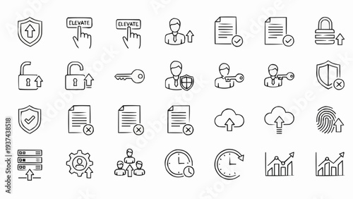 Technology icons for business communication.