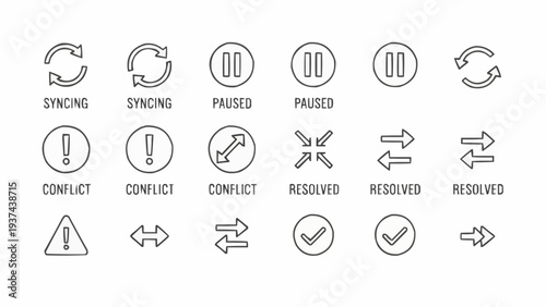 Collection of conflict resolution icons.