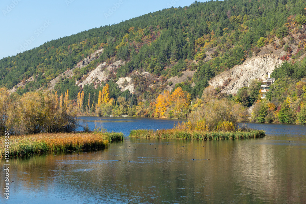 Fototapeta premium Autumn Landscape around Pancharevo lake, Bulgaria