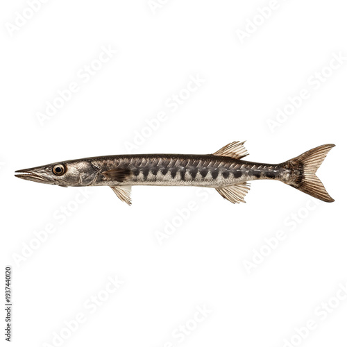 PNG of A sleek sturgeon fish with distinctive markings
