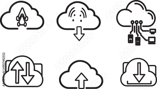 Cloud computing and data transfer icons