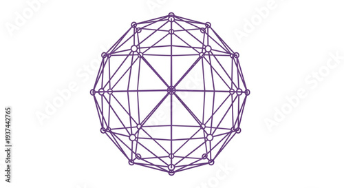 A purple geodesic dome structure with interconnected nodes and lines