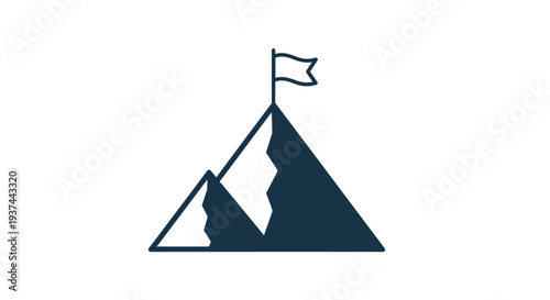 Simple illustration of a mountain peak with a waving flag on top