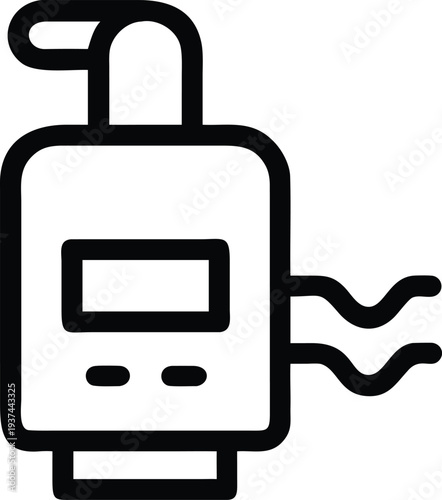 A minimalist outline icon depicting a modern water heater or boiler with pipes