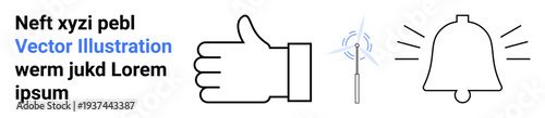 User interaction, notifications, feedback, communication, alerts, engagement. Image features a thumbs-up symbol, notification bell and a wand icon. User interaction and notifications concept