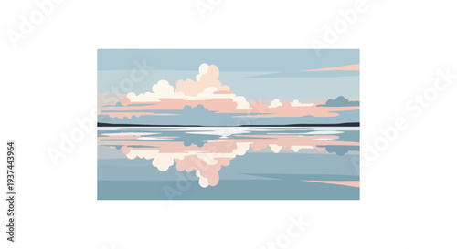 Reflection of clouds on water surface.