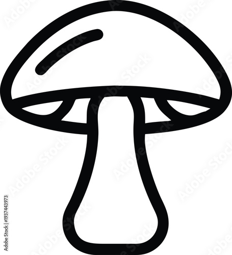 A simple outline icon showing a single mushroom with a cap and stem design