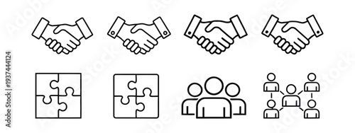 Business partnership and teamwork icons