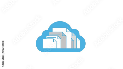 Cloud Storage Icon with Files Inside.