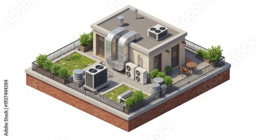 Roof top garden with air conditioning.