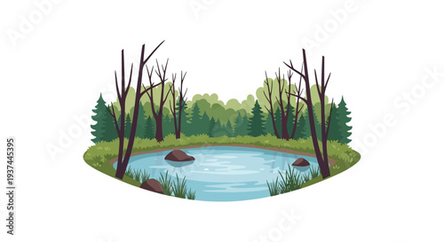 Two rocks in a pond water.